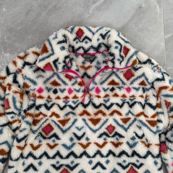 Women’s Eddie Bauer Aztec Ultra Soft Plush 1/4 Zip Pullover Sweater Small - Picture 4 of 16